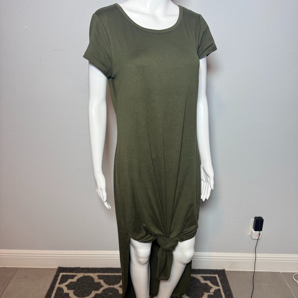 Olive Green Short Sleeve Maxi Dress or Long Shirt